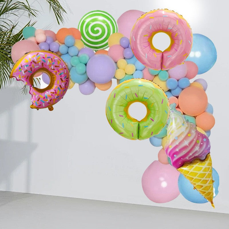 Set 124 Baloane, Vivimall, din Latex si Folie de Aluminiu, Model Candy, Diferite Marimi, Multicolor - vivimall.ro