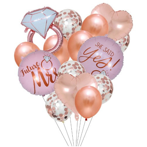 Set 15 baloane pentru Nunta, Flippy, baloane pentru decor, din folie de aluminiu, 30 x 50 cm, Rose - vivimall.ro