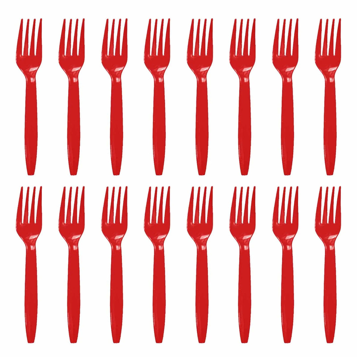 Set 16 Furculite de Unica Folosinta, Vivimall, din Plastic, 15 cm, Rosu - vivimall.ro