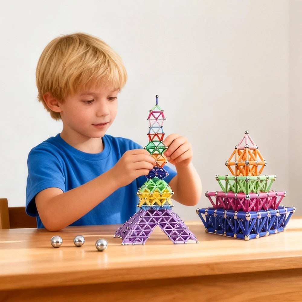 Set 178 Piese Betisoare Magnetice, Vivimall, din Plastic/Magnet, +3 Ani, Multicolor - vivimall.ro