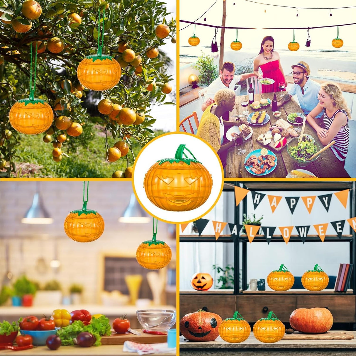 Set 2 Capcane pentru Insecte, Vivimall, Forma de Dovleac, 12x9.2x12.2 cm, din ABS, Portocaliu - vivimall.ro