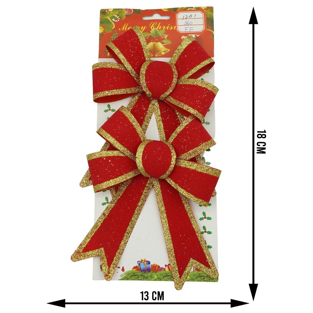 Set 2 fundite pentru brad, Rosii, cu margini aurii, 13 x 18 cm, PVC, Vivimall - vivimall.ro