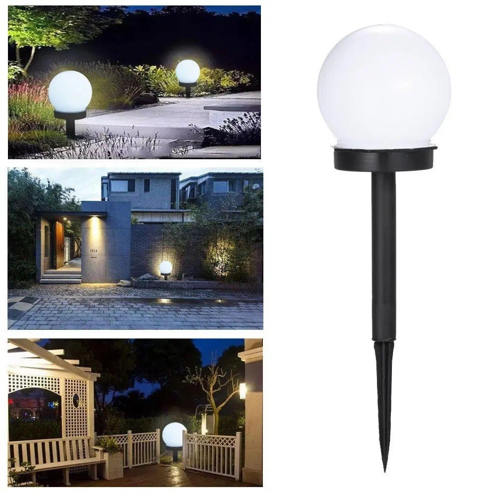 Set 2 Lampi Solare LED, Vivimall, Forma Sferica, Tip Glob, Diametru 10 cm, Alb Rece - vivimall.ro
