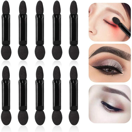 Set 20 De Aplicatoare Machiaj, 2 Capete, 6.2 Cm, Din Poliuretan Si Burete, Negru - vivimall.ro