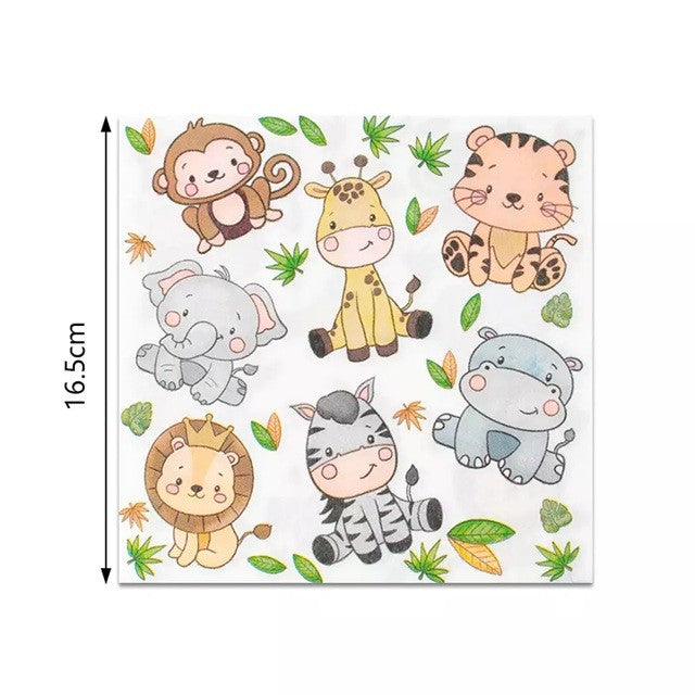 Set 20 de Servetele de Masa, Vivimall, Imprimeu Jungle, din Hartie, 16.5 x 16.5 cm, Multicolor - vivimall.ro