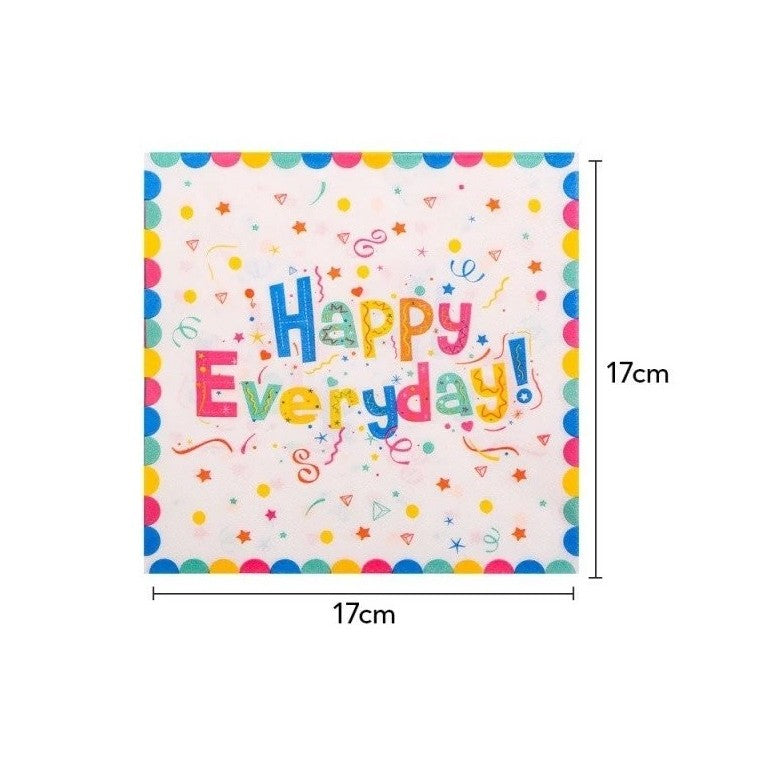 Set 20 de Servetele de Masa, Vivimall, Model Happy Everyday, 17 x 17 cm, Multicolor - vivimall.ro
