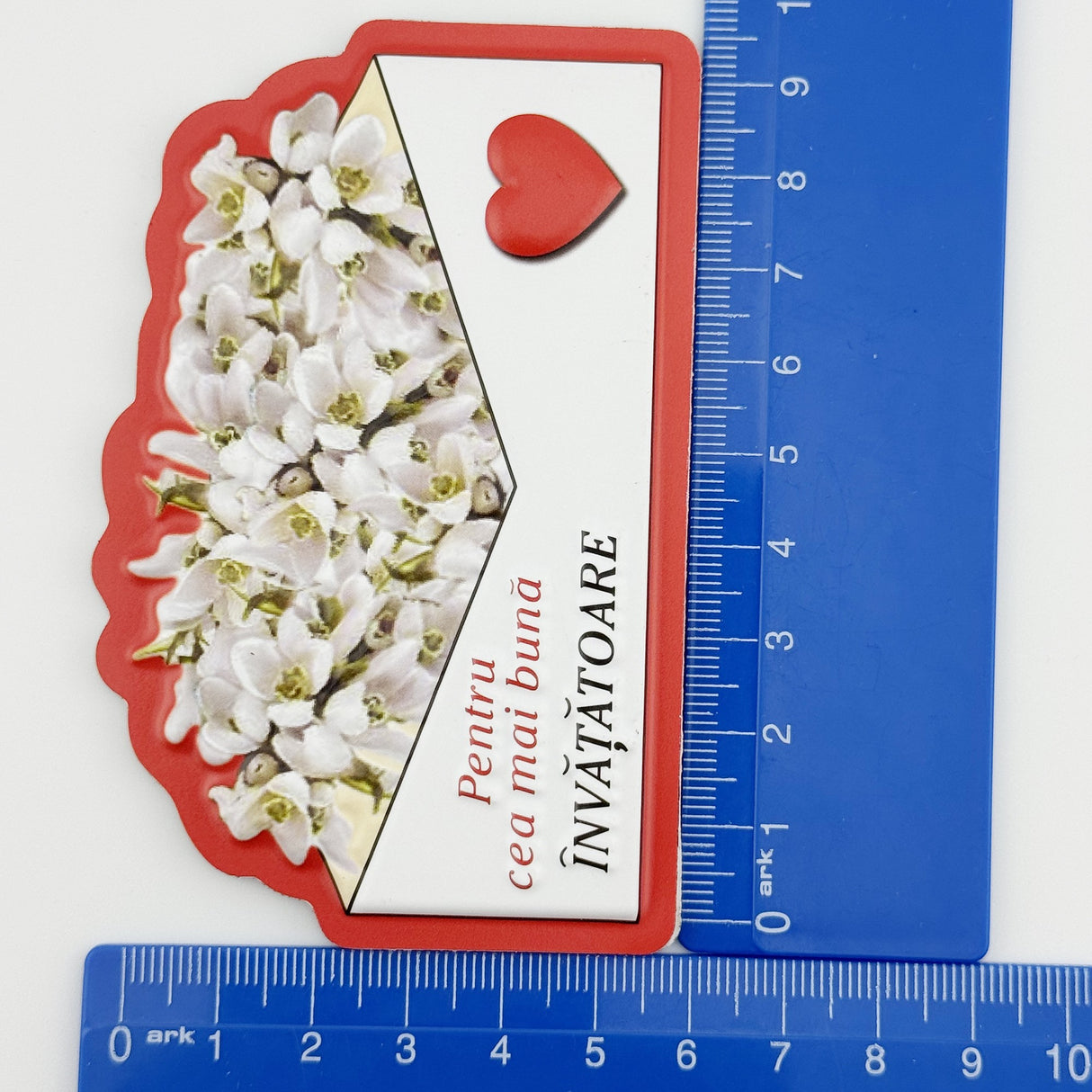 Martisor pentru Invatatoare, Flippy, Set 24 Bucati, Magnet Martisor pentru Frigider, Mesaj pentru Invatatoare, 10 x 6 cm, Alb Rosu - vivimall.ro