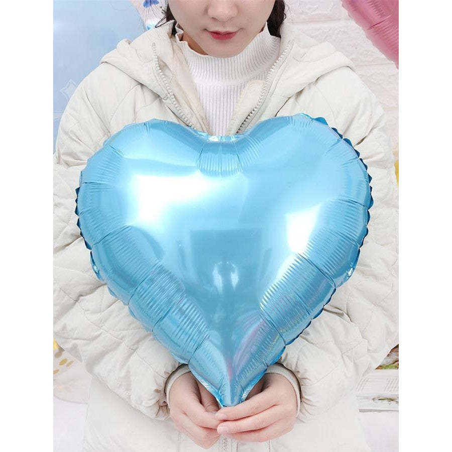 Set 3 Baloane din Folie Metalizata, Vivimall, Figurina Inima, Tema Ziua Indragostitilor, 45 cm, Ambalaj Individual, Pai Inclus, Umflare cu Aer sau Heliu, Albastru/Argintiu - vivimall.ro