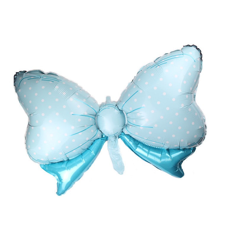 Set 3 Baloane din Folie Metalizata, Vivimall, Figurine Carucior, Inima, Fundita, Tema Botez, 45 cm, Ambalaj Individual, Pai Inclus, Umflare cu Aer sau Heliu, Albastru - vivimall.ro