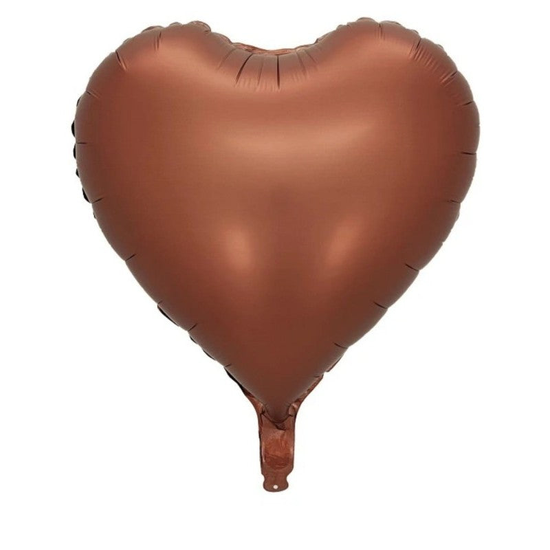 Set 3 Baloane din Folie Metalizata, Vivimall, Figurine Inimi, Tema Ziua Indragostitilor, 45 cm, Ambalaj Individual, Pai Inclus, Umflare cu Aer sau Heliu, Crem/Maro - vivimall.ro