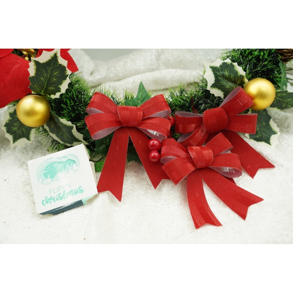 Set 3 fundite pentru brad, Rosii, 10 x 11 cm, din poliester, Vivimall - vivimall.ro