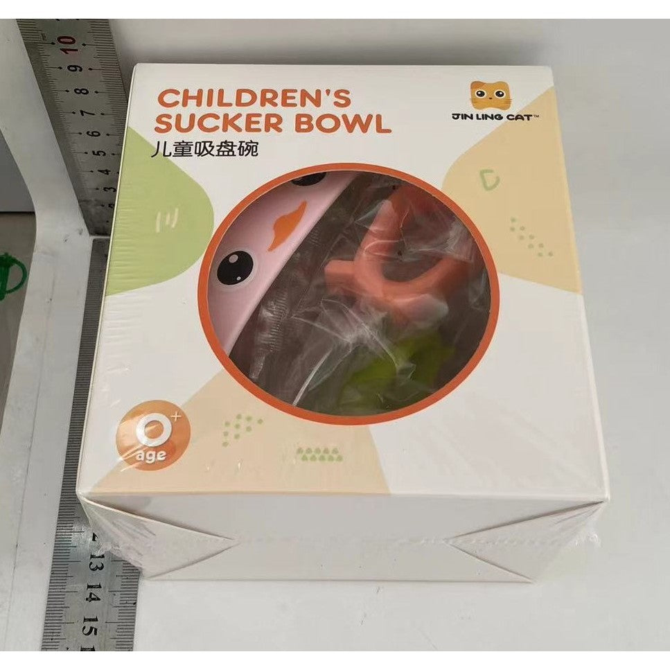 Set 3 Piese Diversificare Bebelusi si Copii, Vivimall, Bol, Lingura si Furculita, Model Ratusca, din Silicon si Otel Inoxidabil, Roz - vivimall.ro