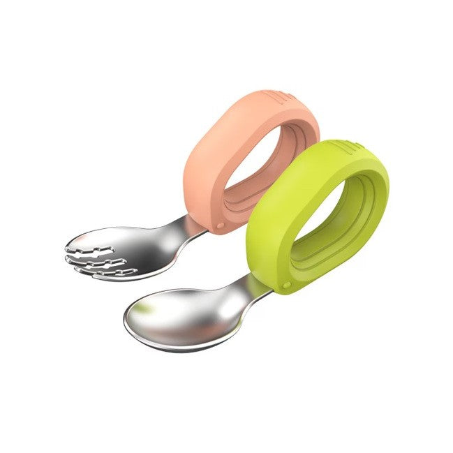 Set 3 Piese Diversificare Bebelusi si Copii, Vivimall, Bol, Lingura si Furculita, Model Ratusca, din Silicon si Otel Inoxidabil, Roz - vivimall.ro