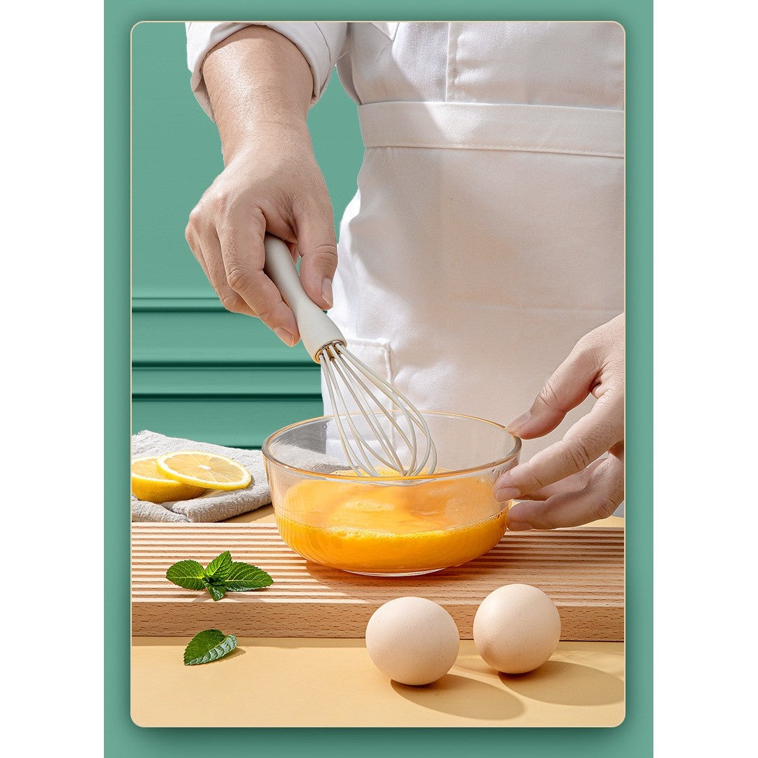 Set 3 Ustensile de Bucatarie, Vivimall, din Silicon+Inox, Termorezistente, Antiaderente, 20 x 13 x 3 cm, Alb Ivory - vivimall.ro