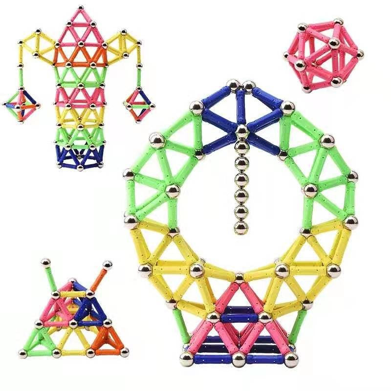 Set 308 Piese Betisoare Magnetice, Vivimall, din Plastic/Magnet, +3 Ani, Multicolor - vivimall.ro