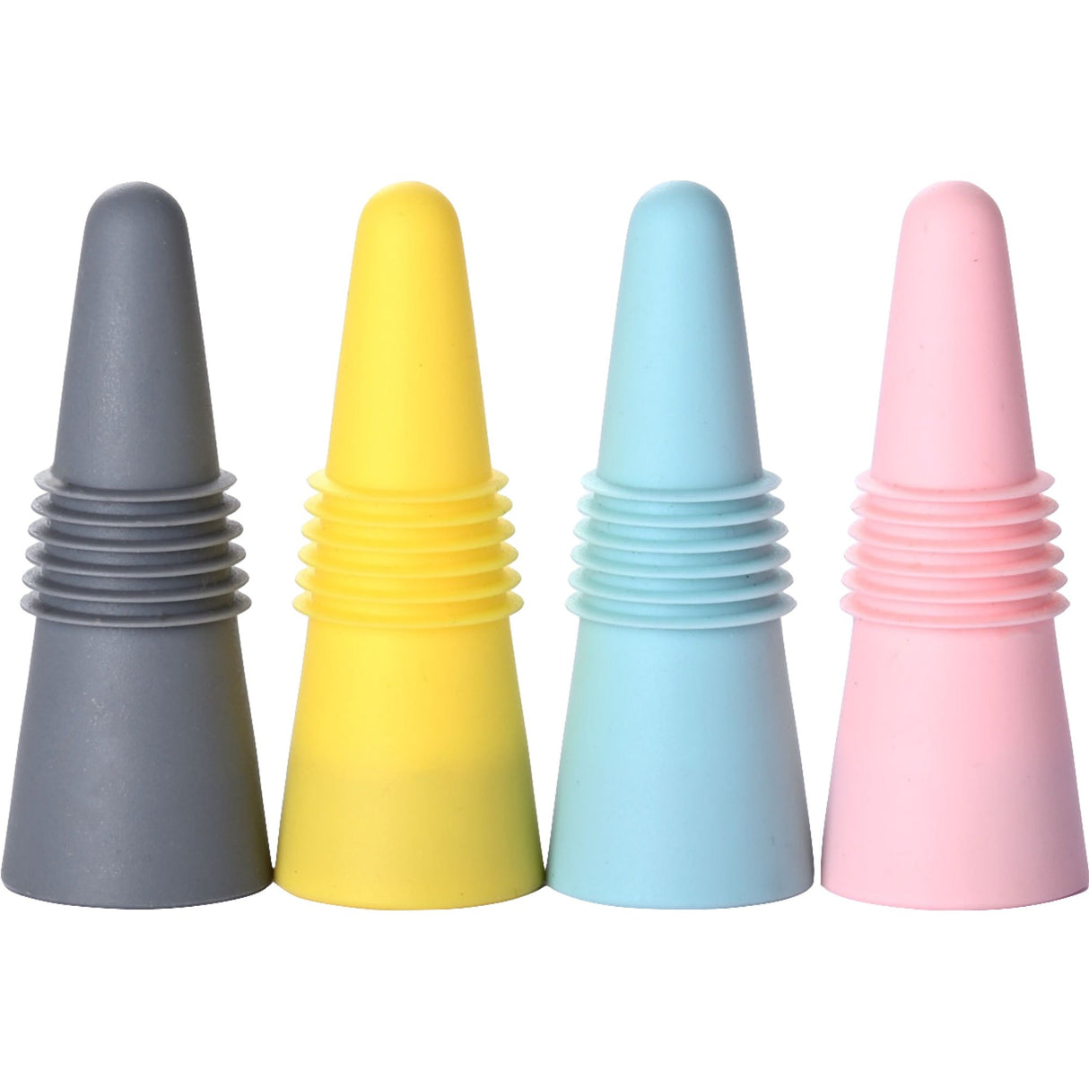Set 4 dopuri reutilizabile din silicon Vivimall, pentru sticle de vin, bautura, multicolor - vivimall.ro