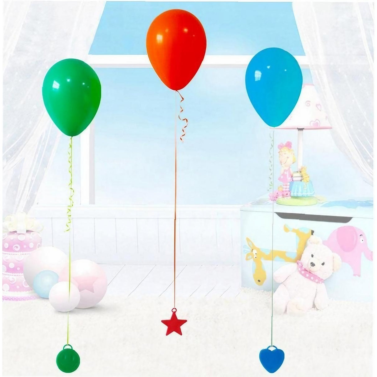 Set 4 Greutati pentru Baloanele cu Heliu, Vivimall, 32 grame, 8 grame Fiecare, Plastic, Forma Stelute, Multicolor - vivimall.ro