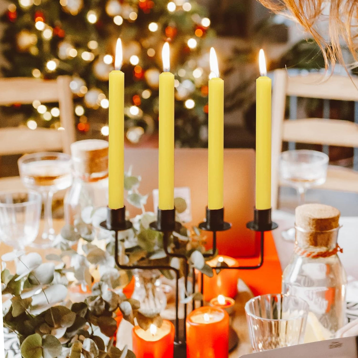 Set 4 Lumanari, Vivimall, pentru Suport de Masa, Fara Miros si Fum, din Parafina, 2.2 x 25 cm, Galben - vivimall.ro
