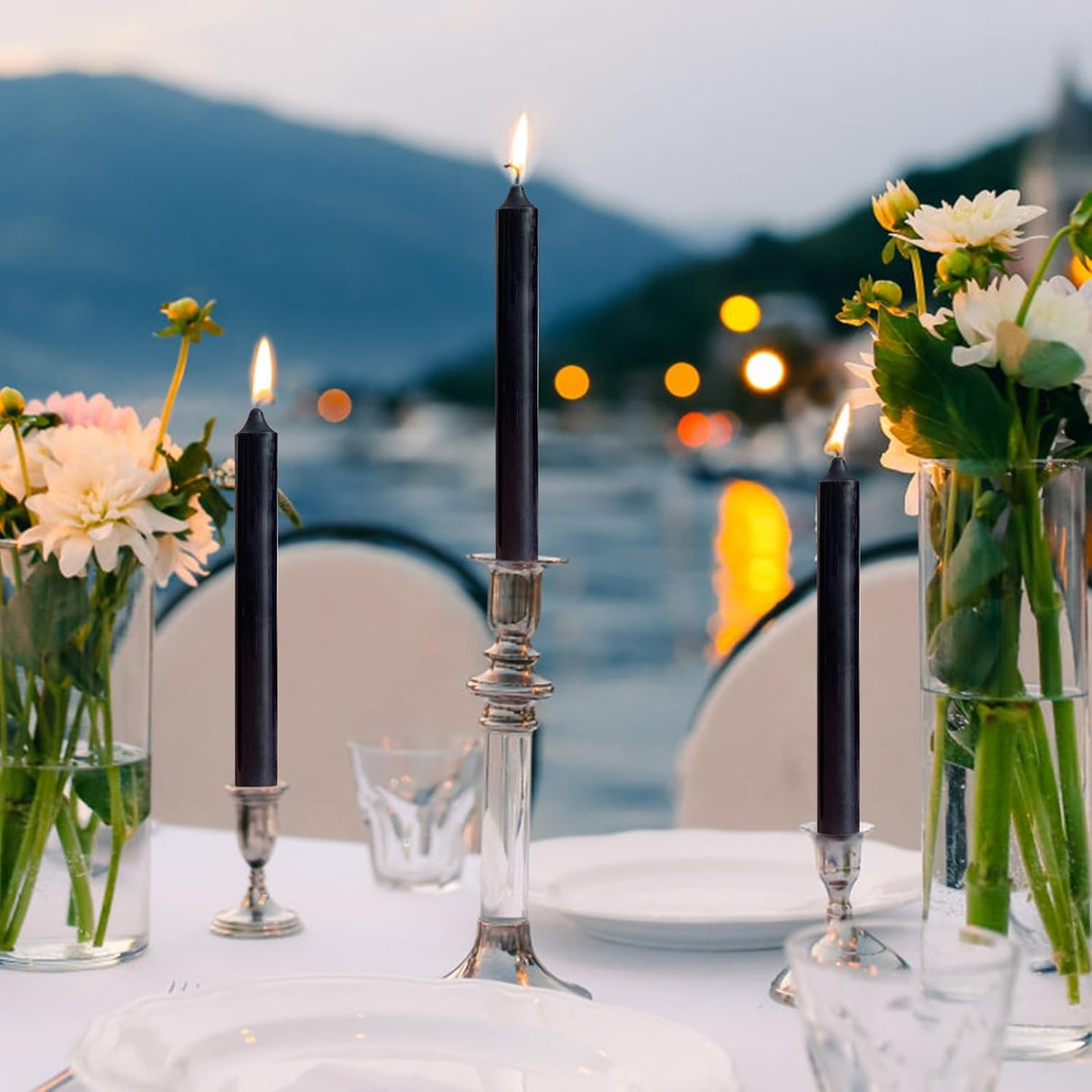 Set 4 Lumanari, Vivimall, pentru Suport de Masa, Fara Miros si Fum, din Parafina, 2.2 x 25 cm, Negru - vivimall.ro