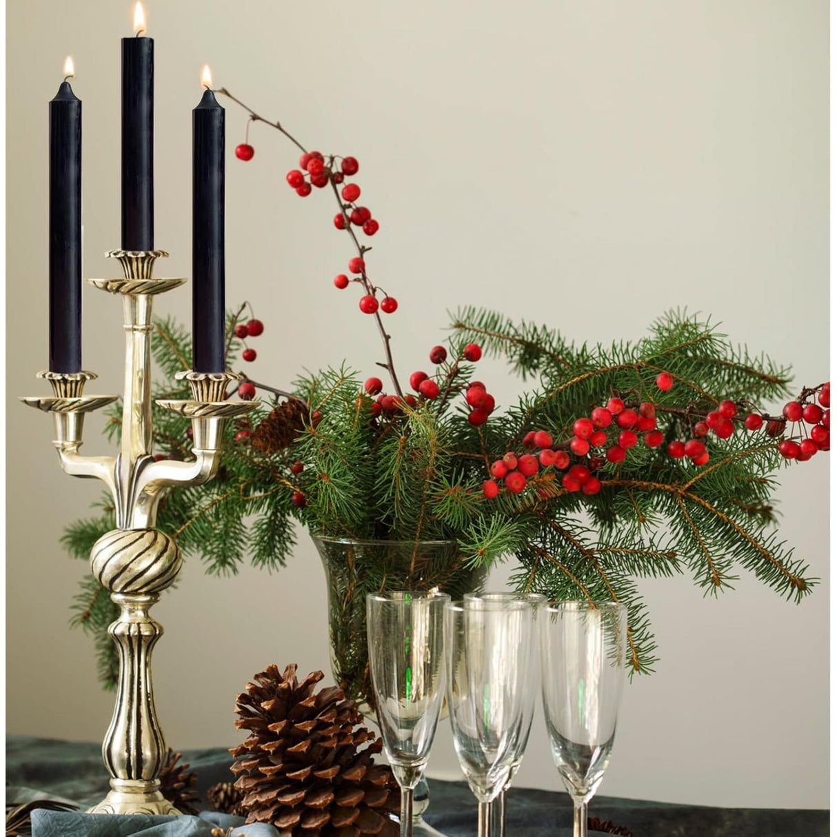 Set 4 Lumanari, Vivimall, pentru Suport de Masa, Fara Miros si Fum, din Parafina, 2.2 x 25 cm, Negru - vivimall.ro