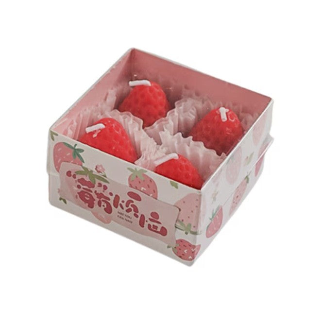 Set 4 Lumanari Parfumate, Vivimall, Model Capsunici, Ardere 30 min, 52g, 6.3 x 6.3 x 3.8 cm, Rosu - vivimall.ro