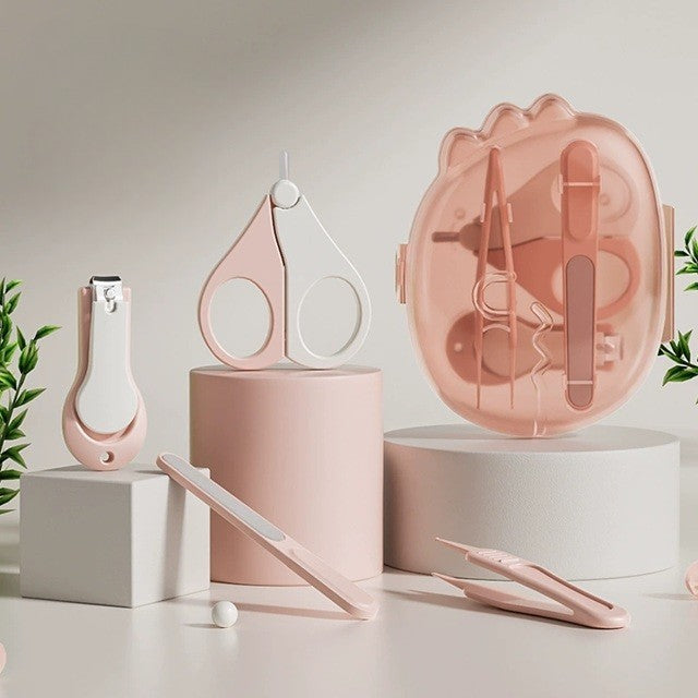 Set 4in1 de Ingrijire Unghii pentru Bebelusi, Vivimall, Cutie de Depozitare Dinozaur Transparent, 0-6 Ani, 11.5 x 9 x 3 cm, Roz - vivimall.ro