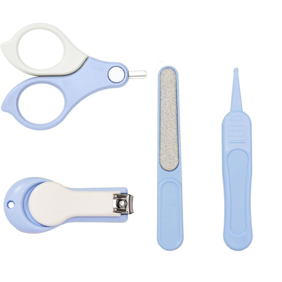 Set 4in1 de Ingrijire Unghii pentru Bebelusi, Vivimall, Cutie de Depozitare Transparenta, 0-6 Ani, 13.6x8x2 cm, Albastru Deschis - vivimall.ro