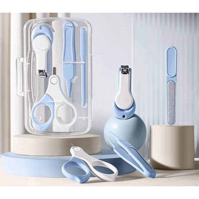 Set 4in1 de Ingrijire Unghii pentru Bebelusi, Vivimall, Cutie de Depozitare Transparenta, 0-6 Ani, 13.6x8x2 cm, Albastru Deschis - vivimall.ro