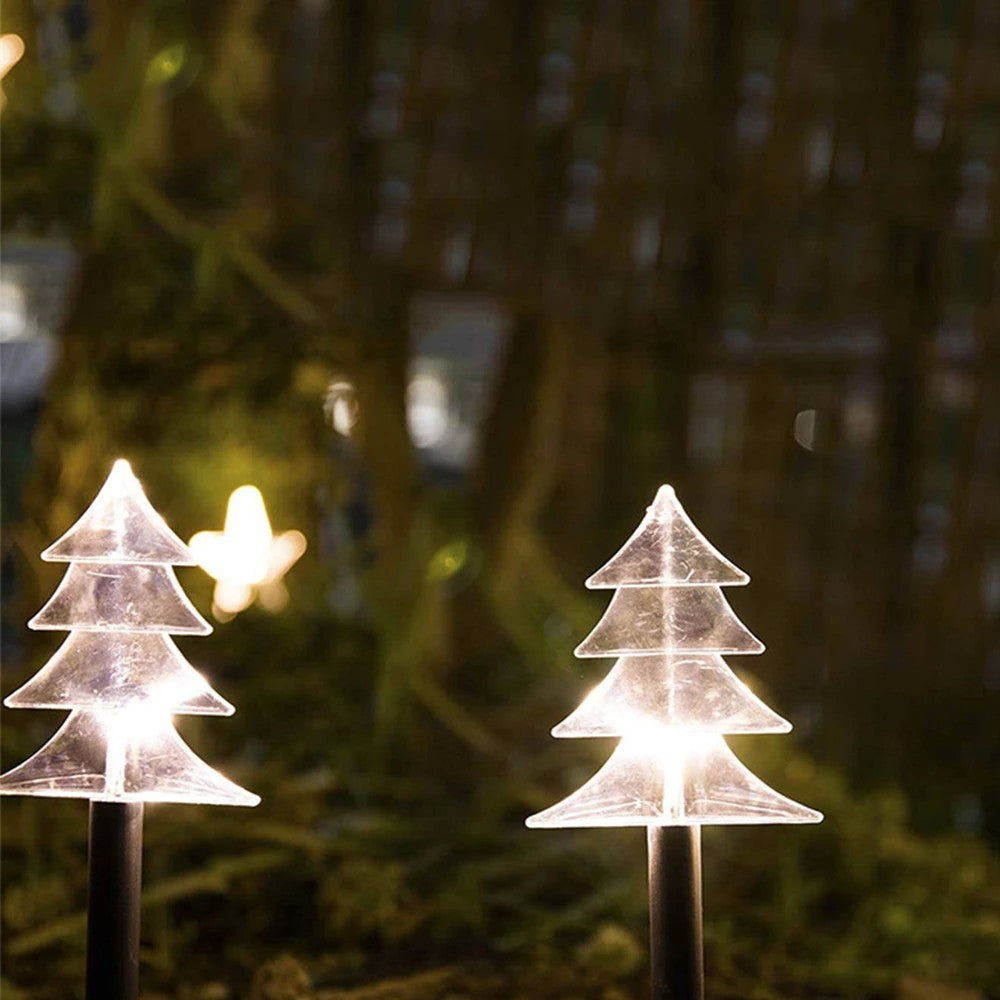 Set 5 Lampi solare LED de exterior Model Brad, pentru gradina, Vivimall, 35.5 cm, Alb Cald - vivimall.ro