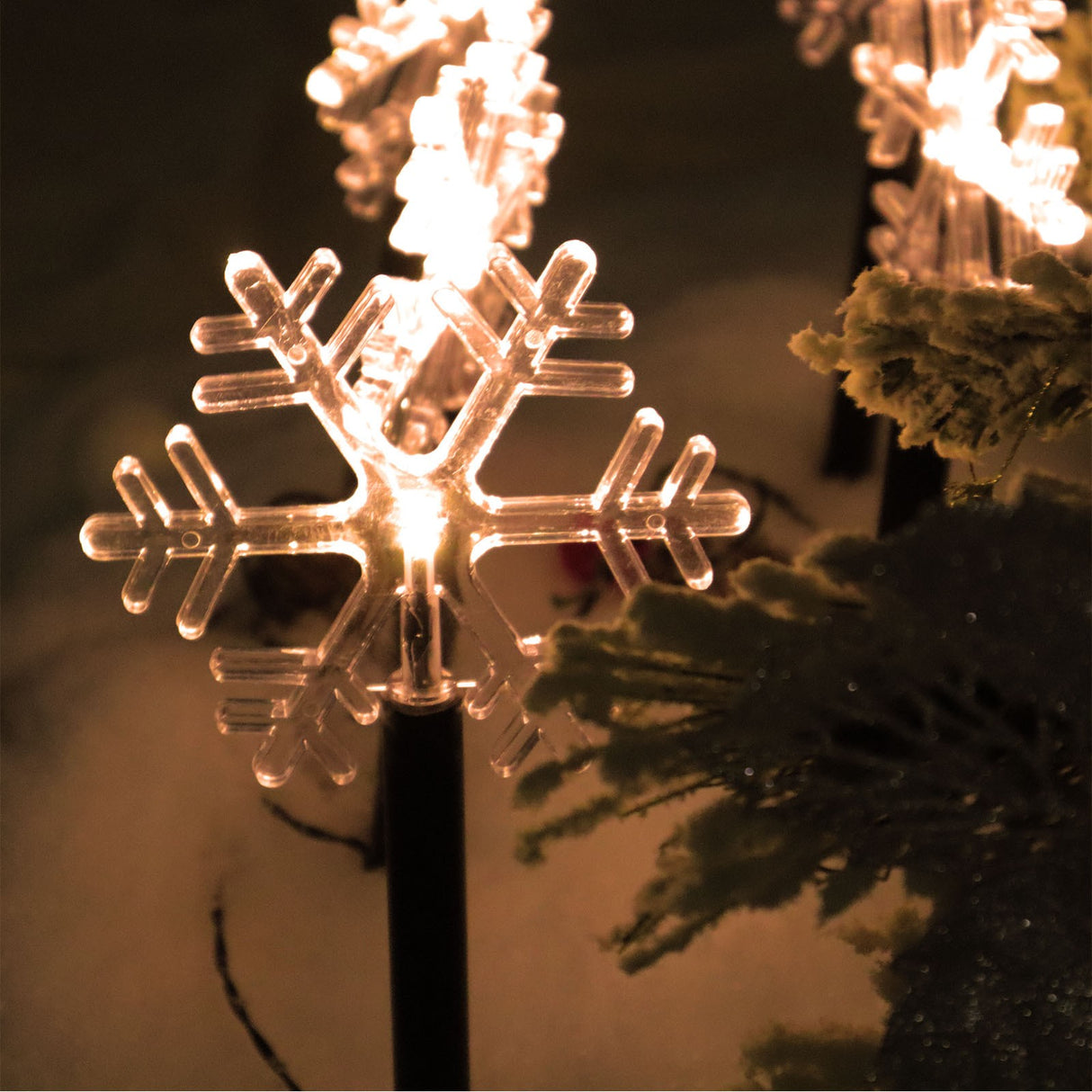 Set 5 Lampi solare LED de exterior Tip Fulg pentru gradina Vivimall, 35.5 cm, Alb Cald - vivimall.ro