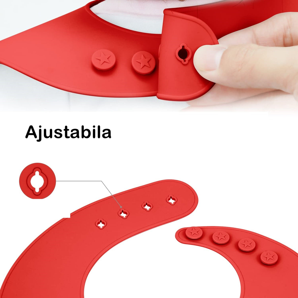 Set 5 piese diversificare bebelusi si copii din silicon Vivimall, baveta, farfurie compartimentata cu ventuza, bol cu ventuza, tacamuri, fara alergeni, rosu - vivimall.ro