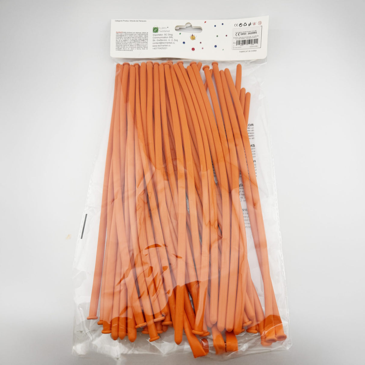 Baloane de Modelaj, Flippy, Set 50 bucati, Model Standard, din Latex, 30 x 1.5 cm, 1.8 g per unitate, pana la 150 cm, Portocaliu - vivimall.ro