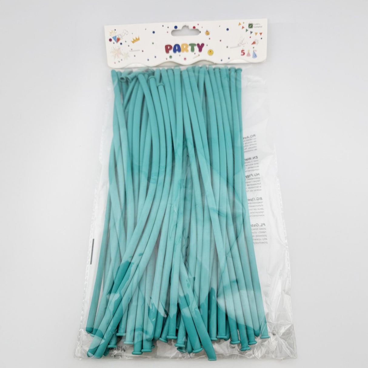 Baloane de Modelaj, Flippy, Set 50 bucati, Model Standard, din Latex, 30 x 1.5 cm, 1.8 g per unitate, pana la 150 cm, Albastru Tiffany - vivimall.ro