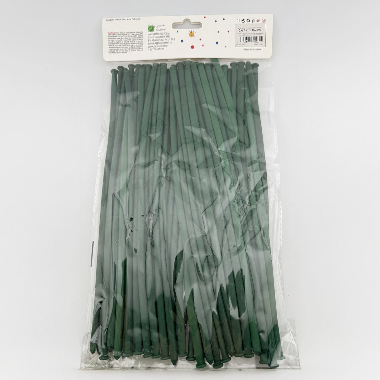 Baloane de Modelaj, Flippy, Set 50 bucati, Model Standard, din Latex, 30 x 1.5 cm, 1.8 g per unitate, pana la 150 cm, Verde - vivimall.ro