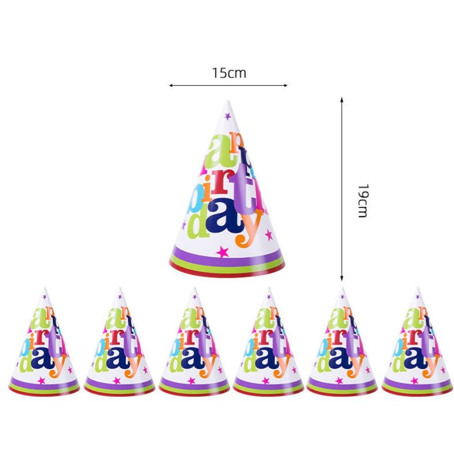 Set 6 Coifuri Happy Birthday, Vivimall, pentru Petrecere, Tematica Aniversare, 19x15 cm, Multicolor - vivimall.ro