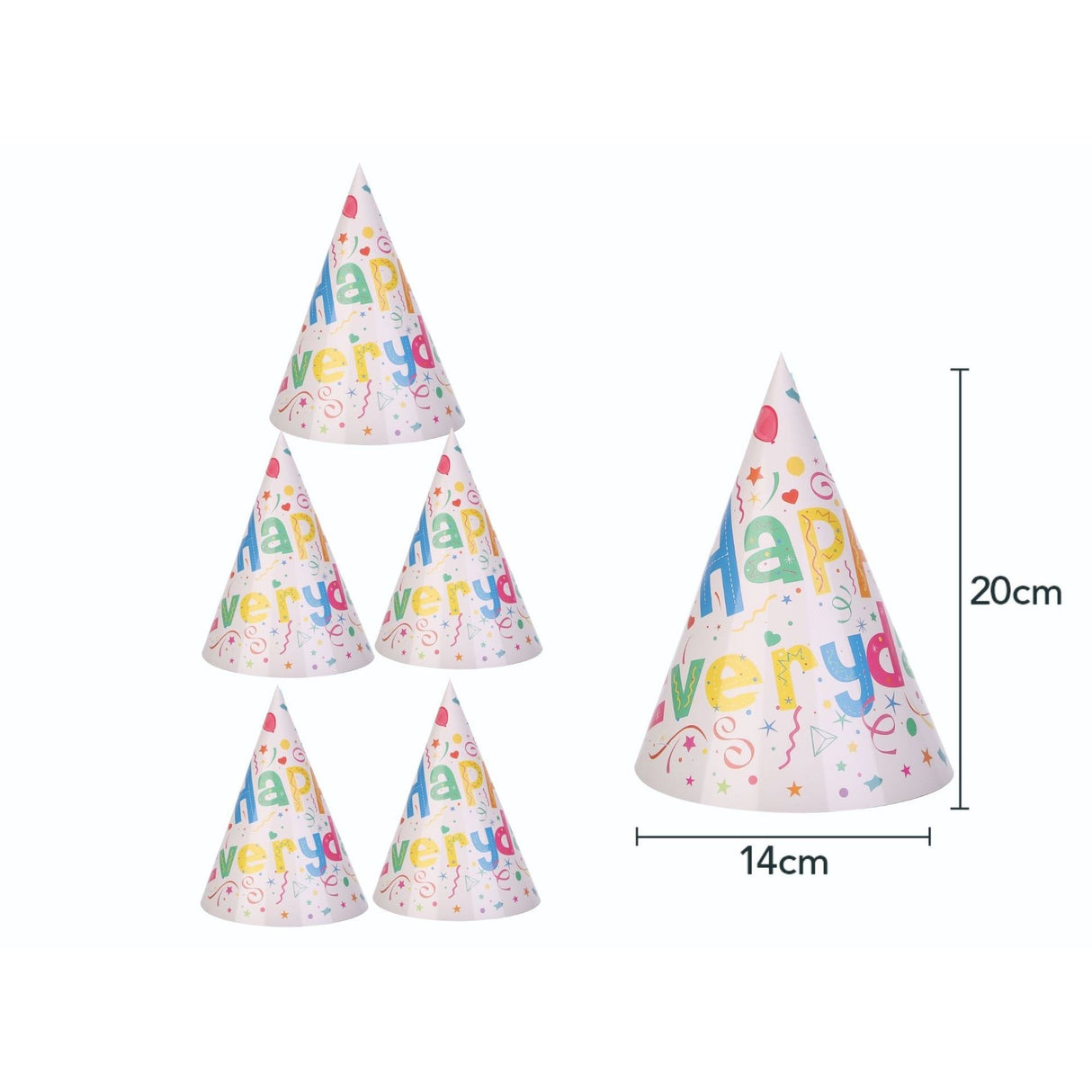 Set 6 Coifuri Happy Everyday, Vivimall, pentru Petrecere, 20x14 cm, Multicolor - vivimall.ro