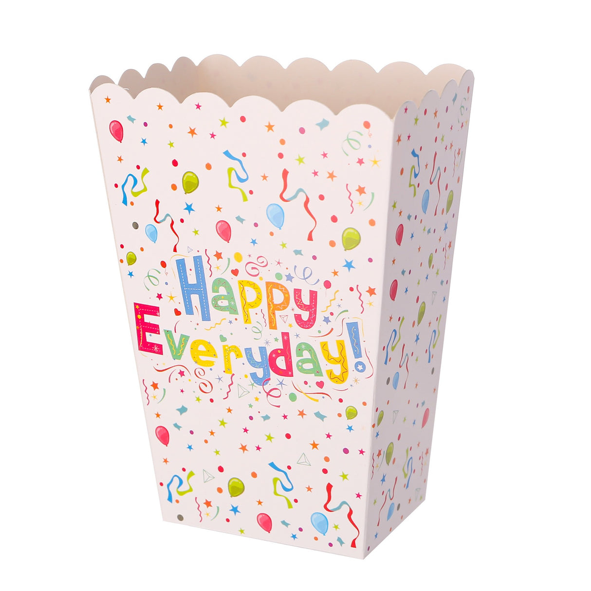 Set 6 Cutii de PopCorn, Vivimall, Model Happy Everyday, 17 x 15 cm, Multicolor - vivimall.ro