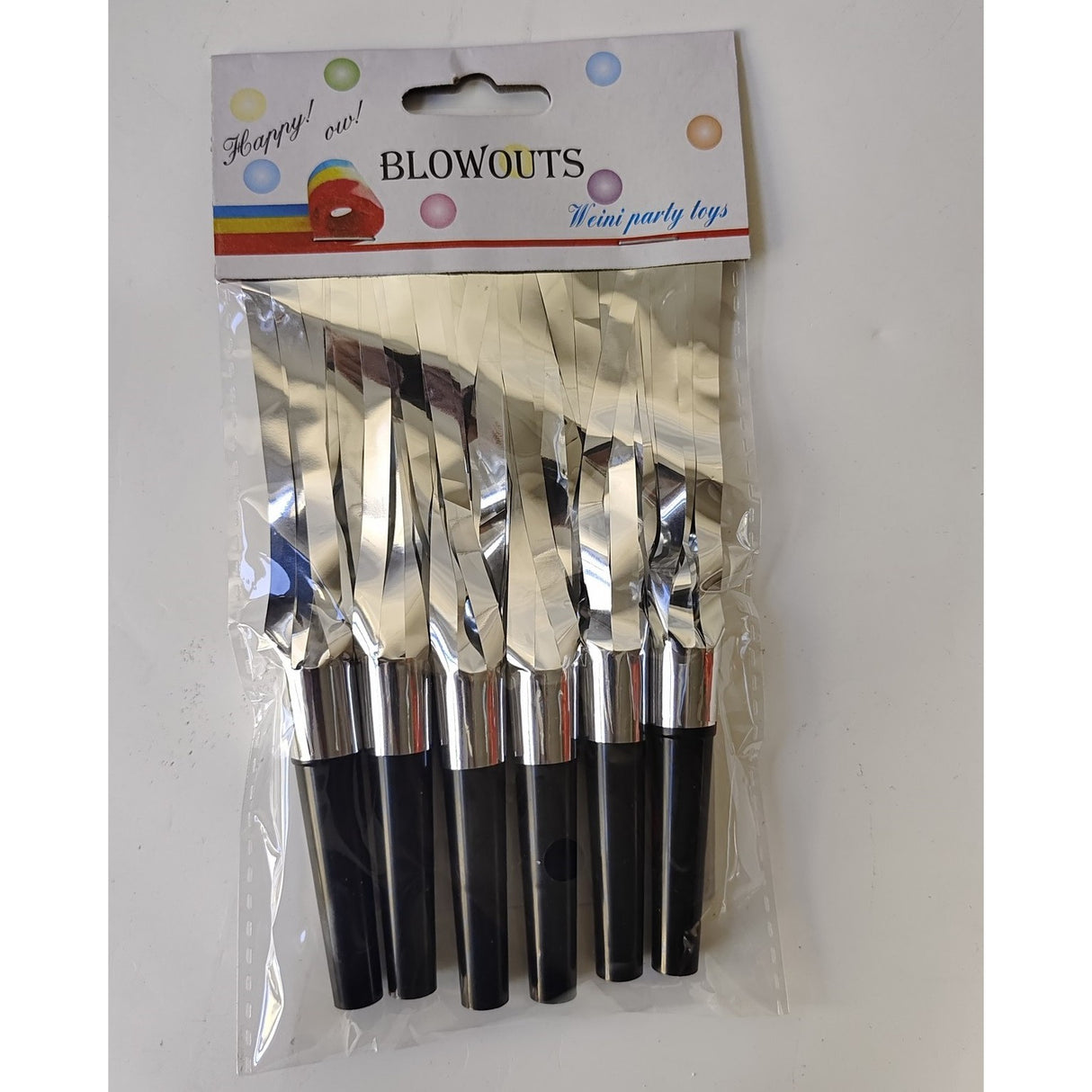 Set 6 Fluiere Party cu Franjuri, Vivimall, din Plastic, Argintiu - vivimall.ro