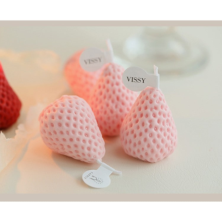 Set 6 Lumanari Parfumate, Vivimall, Model Capsunici, Ardere 30 min, 78g, 6.3 x 9.3 x 3.8 cm, Roz - vivimall.ro