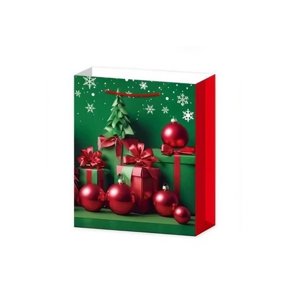 Set 6 Pungi Cadou, Vivimall, Imprimeu Tematica Brad de Craciun, Model Random, din Hartie, Impachetare Usoara a Cadourilor, 18.5x22.5x8.5 cm, Multicolor - vivimall.ro