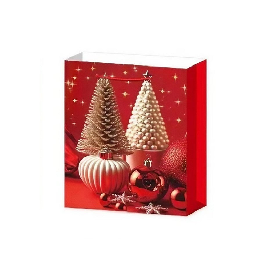 Set 6 Pungi Cadou, Vivimall, Imprimeu Tematica Brad de Craciun, Model Random, din Hartie, Impachetare Usoara a Cadourilor, 18.5x22.5x8.5 cm, Multicolor - vivimall.ro