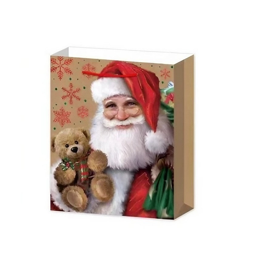 Set 6 Pungi Cadou, Vivimall, Imprimeu Tematica Mos Craciun, Model Random, din Hartie, Impachetare Usoara a Cadourilor, 18.5x22.5x8.5 cm, Multicolor - vivimall.ro