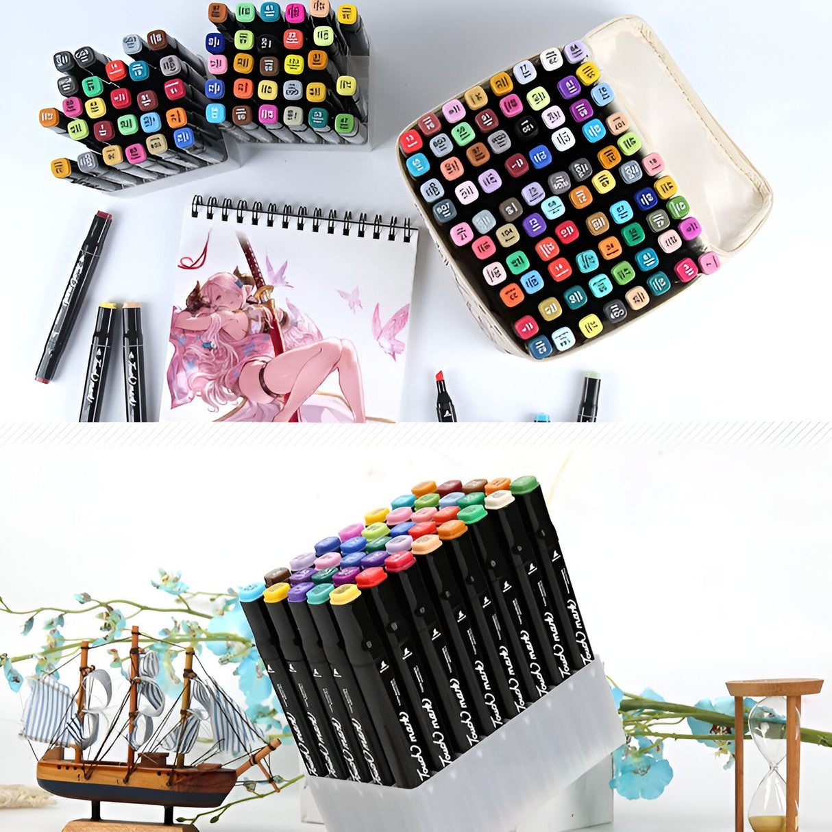 Set Cutie 60 Markere, Vivimall, cu Alcool, Artist Markers, Cutie Plastic cu Maner, Vivimall, Multicolor - vivimall.ro