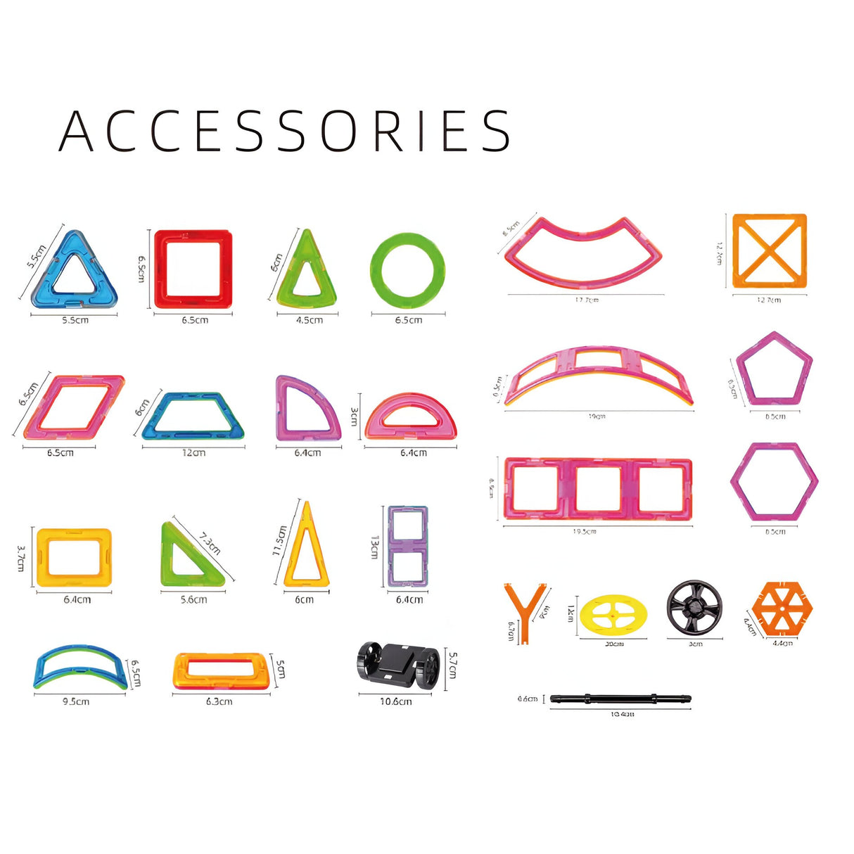 Set 60 Piese Magnetice de Constructie, Vivimall, Piese Mari, Magnetic Blocks, Forme Geometrice, 3 Ani, ABS, Magnet, 22 x 17.2 x 8.5 cm, Multicolor - vivimall.ro