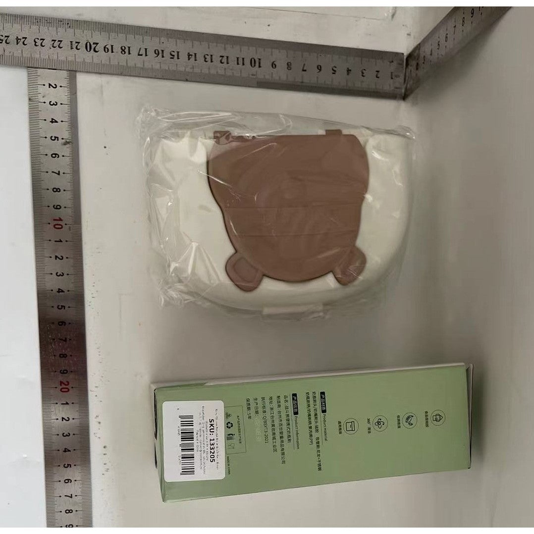 Set 7 Piese de Spalat/Uscat Biberoane, Vivimall, Portabil, Peri de Silicon, pentru Tetine, Suzete, Biberoane, Paie, Cutie Inclusa, 16 x 11 x 5 cm, Model Ursulet, Maro - vivimall.ro