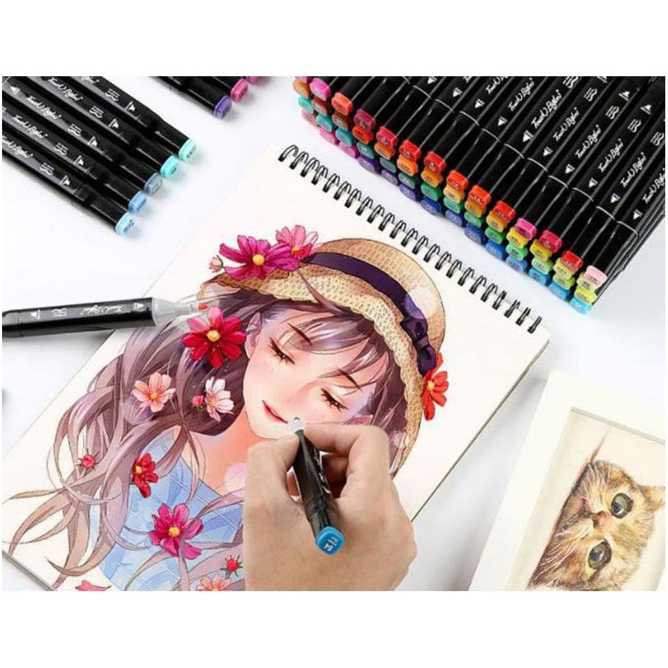 Set 80 Markere Duble, Vivimall, pe Baza de Alcool, Geanta Impermeabila Inclusa, Culori Numerotate, 17 x 17.5 x 13.7 cm, Multicolor - vivimall.ro