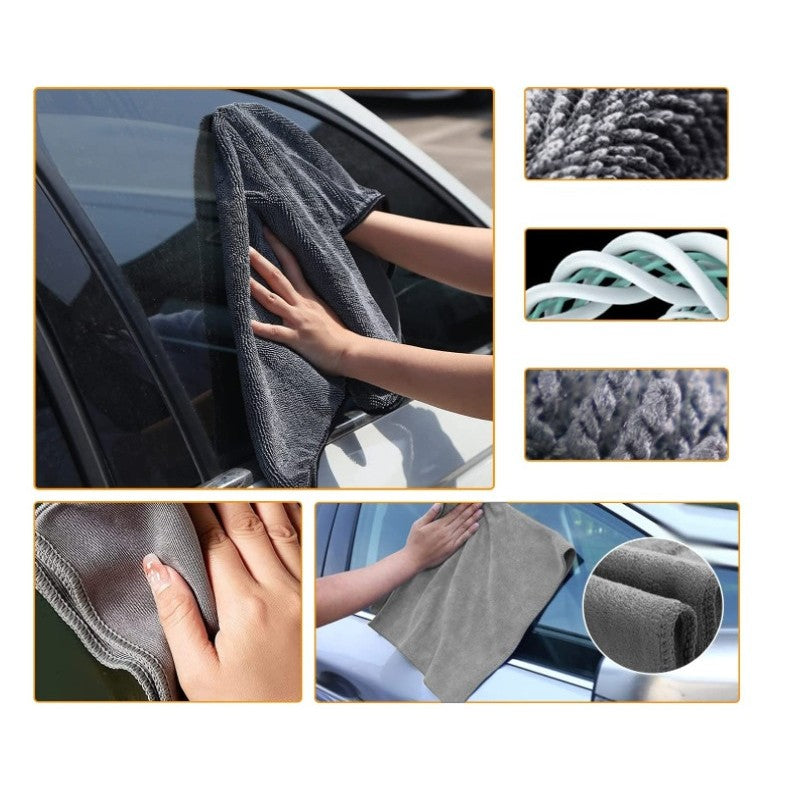 Set 9 Piese pentru Spalat Auto, Vivimall, din Plastic si Microfibra, Perii si Lavete, Model B, Gri - vivimall.ro