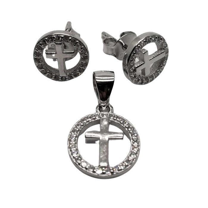 Set Argint 925 Cruce Incadrata - vivimall.ro