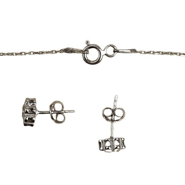 Set Argint 925 Floare (cercei, lantisor, pandantiv) - vivimall.ro