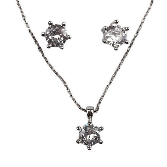 Set Argint 925 Floare Mare (cercei, lantisor, pandantiv) - vivimall.ro